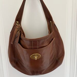 Coach Chestnut Brown Leather Shoulder Legacy Hobo Bag- Turn Lock Y2K. Very Clean